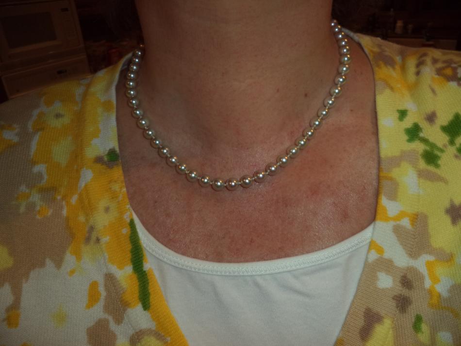 Pistachio colored akoya pearl strand from Pearl Paradise