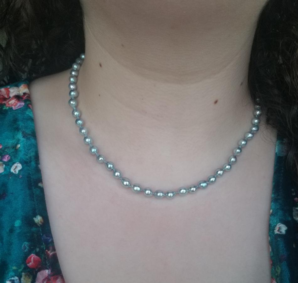 Wearing my Blue Baroque pearl paradise strand