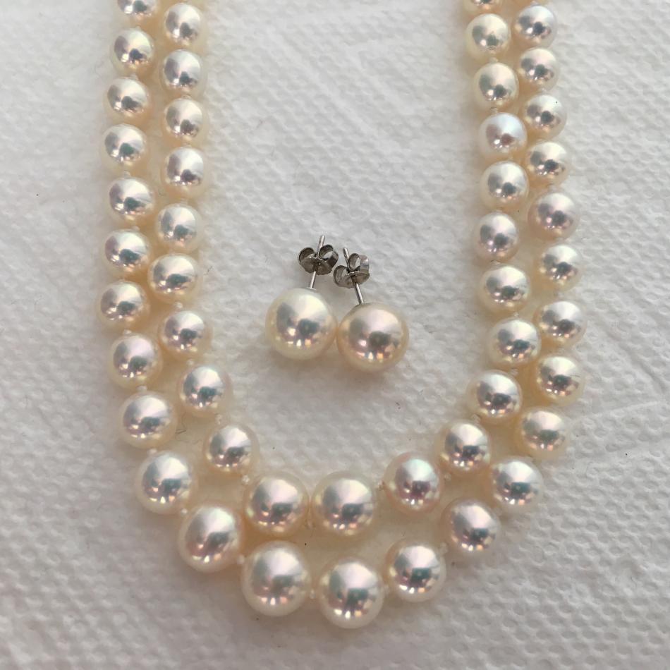 Double strand of Sheri's Screamers and metallic studs from Pearl Paradise