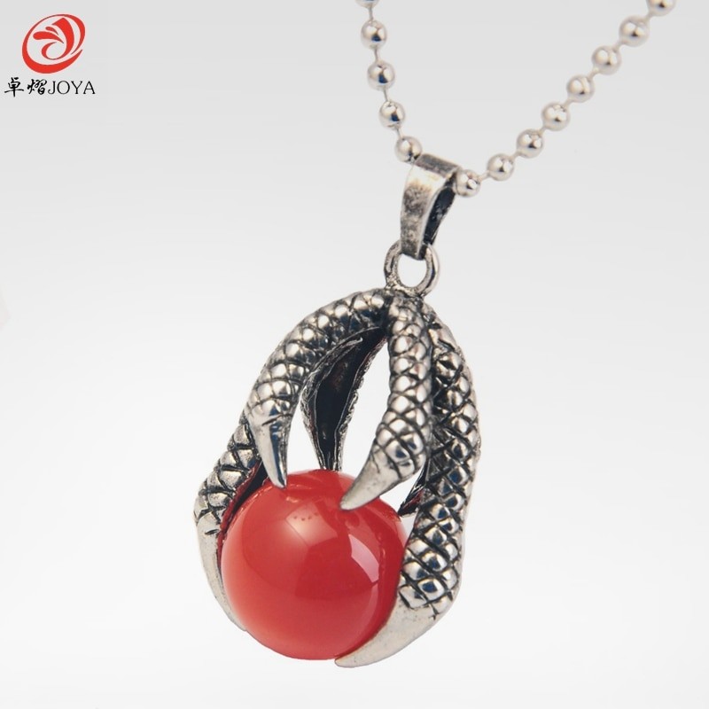 Natural-Red-stone-Dragon-Claw-Pendant-With-15MM-Big-Gem-stone-Crystal-Ball-beads-Alloy-Man.jpg