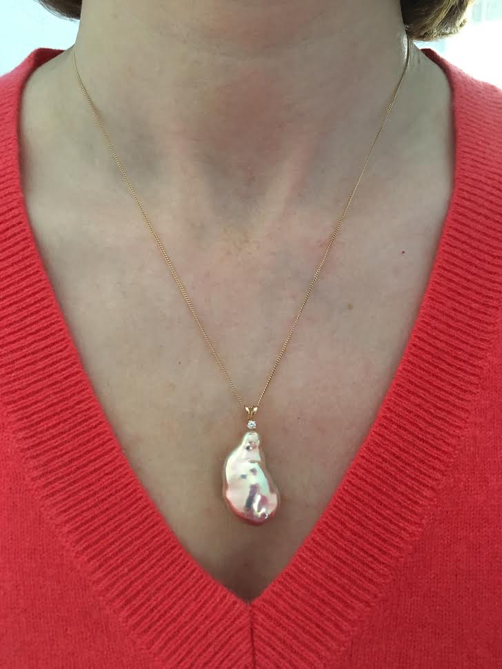 Wearing 15-27mm metallic freshwater souffle pearl on the harmony setting