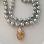 Silver with metallic Freshwater Pearl