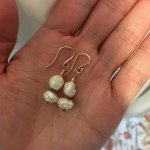 Matching earrings to go with cream rosebud strand from Catherine Cardellini