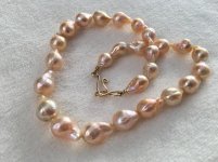 Golden peach freshwater ripple pearls