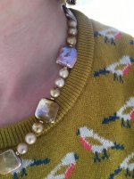 Golden-Pondslime Off Rounds With Pondslime Metallic Squares Freshwater Pearl Necklace - Catherine Cardellini