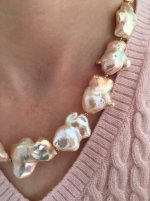 Catherine Cardellini pink/peach baroque freshwater pearl necklace