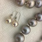 Large Kojima strand with earrings are 9mm metallic pink freshwater pearls