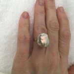 custom souffle pearl ring from Hisano on hand from top