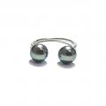 blue pearl open ring design in sterling silver and with two stunning blue/grey freshwater pearls.