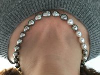 The strand is 17 long and made up of pearls that are about 11mm