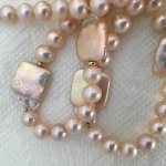 Catherine Cardellini metallic golden pink squares and rounds freshwater pearl rope