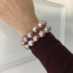 Lavender baroque freshwater stretch bracelets from Sarah at Kojima Pearl - The pearls are roughly 9-11mm