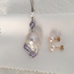 Fireball pendant from Pearl Paradise and freshwater pearl studs from Maison Birks in Ottawa