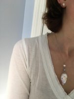 Fireball pendant from Pearl Paradise and freshwater pearl studs from Maison Birks in Ottawa