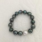 Tahitian and white South Sea stretch bracelet from Pearl Paradise