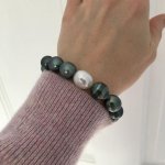 Tahitian and white South Sea stretch bracelet from Pearl Paradise