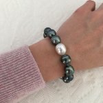 Tahitian and white South Sea stretch bracelet from Pearl Paradise