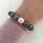 Tahitian and white South Sea stretch bracelet from Pearl Paradise