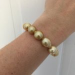 Golden South Sea ombré stretch bracelet on the wrist