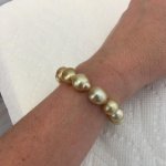 Golden South Sea ombré stretch bracelet on the wrist