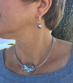 Kojima blue baroque drops on my Mom's diamond oval hoops and The Swan