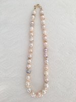 off round and Keshi freshwater pearl necklace and earrings, purchased from Catherine Cardellini