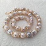 off round and Keshi freshwater pearl necklace and earrings, purchased from Catherine Cardellini