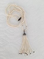 terling silver and diamond freshwater tassel necklace from Pearl Paradise