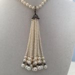 terling silver and diamond freshwater tassel close up