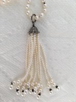 terling silver and diamond freshwater tassel necklace from Pearl Paradise