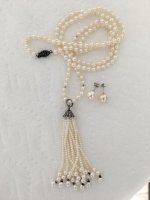 terling silver and diamond freshwater tassel necklace from Pearl Paradise