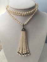 terling silver and diamond freshwater tassel necklace from Pearl Paradise