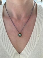 Wearring Tahitian pendant from Kojima Pearl