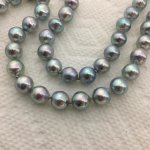 Colorful silver-blue and pink overtone baroque akoya pearls