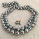 Double strand of blue baroque akoya from Pearl Paradise and little blue baroque akoya studs from Hisano at little h