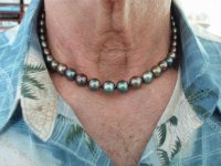 Husband wearing pearl paradise Tahitian strand