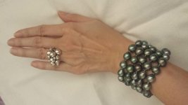 necklace worn as bracelet with Georg Jensen moonlight grapes ring