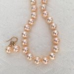 Peach metallic freshwater necklace and earrings from Catherine Cardellini