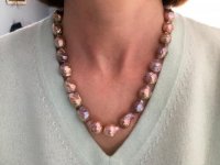 Ripples from battah at Lilia's Treasures. The strand is 19 long and pearls range from 10-20mm.