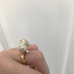 Love birds golden South Sea Pearl ring from Rio Pearl in Hong Kong