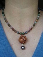 Ocean jasper necklace with Ojime and pearl pendant.jpg