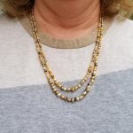 Wearing double strand of pipi pearls