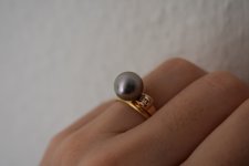 pink tahitian pearl ring in rose gold