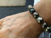 Tahitian pearl bracelet on wrist