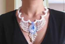 beaded necklace with some white freshwater pearls fringe