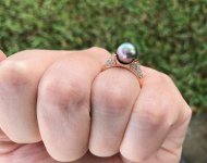 Sea of Cortez ring from Douglas in a Pearl Paradise rose gold setting