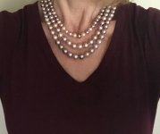 Today I am wearing pastel-colored freshwater pearls