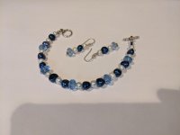 Freshwater pearls (blue are obviously dyed) and crystal earrings and bracelet that made myself