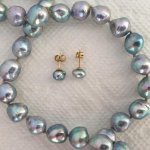 Pearl Paradise blue baroque akoya strand and earrings