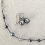 Tahitian Keshi tincup - Kojima Pearl, earrings are Tahitian dangles from Pearl Paradise